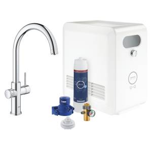 Смеситель для кухонной мойки GROHE Blue Professional с системой фильтрации, охлаждения и газирования воды, хром (31607002)