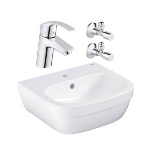 Набор для ванной комнаты: смеситель для раковины GROHE Eurosmart New и мини-раковина GROHE Euro Ceramic 45 см (NC0009)