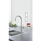 Смеситель для кухонной мойки GROHE Blue Home с системой фильтрации, охлаждения и газирования воды, суперсталь (31455DC0)