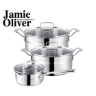 Набор посуды Tefal Jamie Oliver, нержавеющая сталь с декором, кастрюли 20/24 см, ковш 16 см, крышки