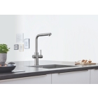 Смеситель для кухонной мойки GROHE Blue Home с системой фильтрации, охлаждения и газирования воды, Wi-Fi, суперсталь (31539DC0)