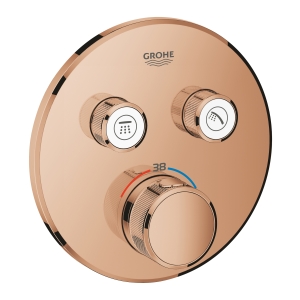 Внешняя часть термостата для ванны и душа GROHE Grohtherm SmartControl на 2 потребителя, круглая, теплый закат глянец (29119DA0)