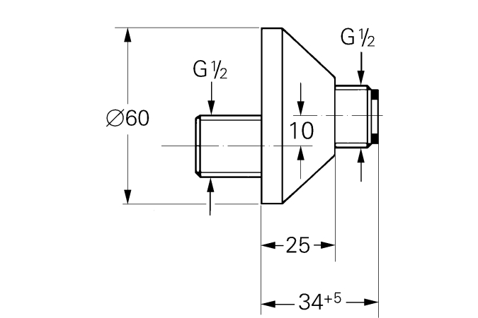 Эксцентрик s-образный 1/2 дюйма x 1/2 дюйма GROHE, регулируемый 10 мм (12004000)