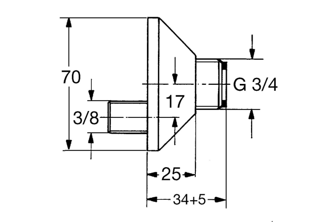 Эксцентрик s-образный 3/8″ x 3/4″ GROHE, регулируемый 17 мм (12050000)