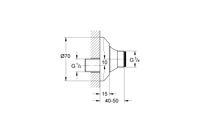 Эксцентрик s-образный 1/2 дюйма x 3/4 дюйма GROHE, регулируемый 10 мм (12400000)