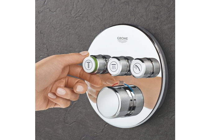 Внешняя часть термостата для ванны и душа GROHE Grohtherm SmartControl на 3 потребителя, круглая, хром (29121000)