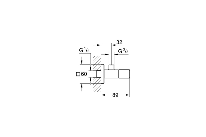 Вентиль угловой GROHE Cube 1/2″-3/8″ для подключения смесителей, хром (22012000)