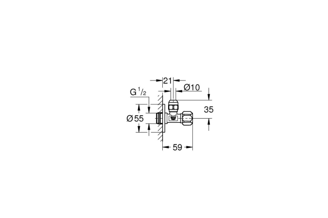 Вентиль угловой GROHE 1/2″-3/8″ для подключения смесителей, хром (2202300M)