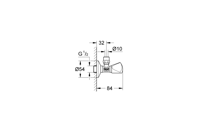 Вентиль угловой GROHE 1/2 дюйма для подключения смесителей, хром (22939000)