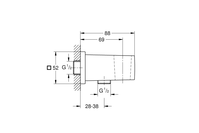 Подключение для душевого шланга, DN 15 GROHE Euphoria Cube, темный графит (26370A00)