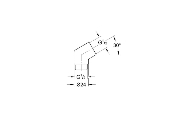 Угловой переходник для подключения душевого шланга 1/2″ x 1/2″ GROHE Sena, хром (28389000)