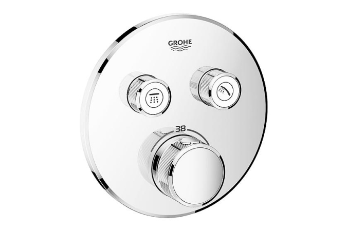 Внешняя часть термостата для ванны и душа GROHE Grohtherm SmartControl на 2 потребителя, круглая, хром (29119000)