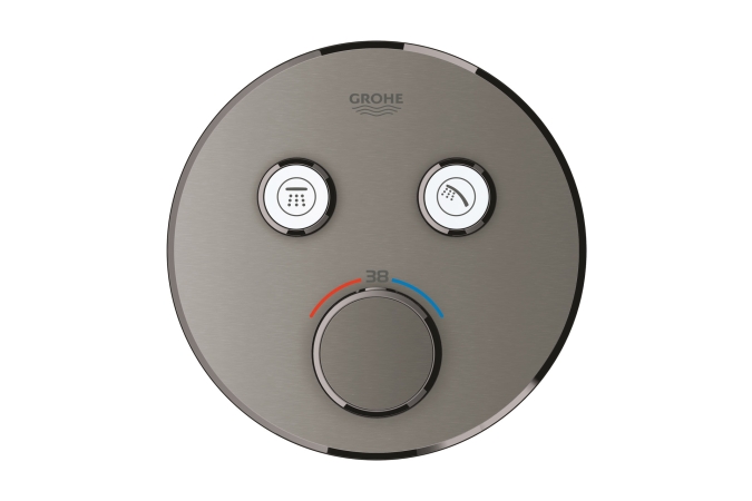 Внешняя часть термостата для ванны и душа GROHE Grohtherm SmartControl на 2 потребителя, круглая, темный графит матовый (29119AL0)