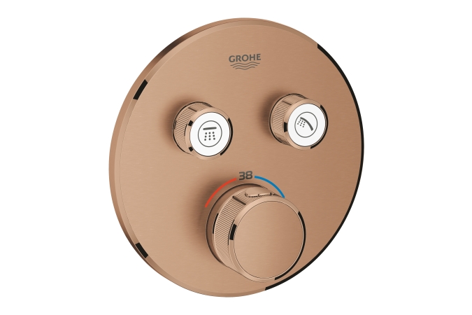 Внешняя часть термостата для ванны и душа GROHE Grohtherm SmartControl на 2 потребителя, круглая, теплый закат матовый (29119DL0)