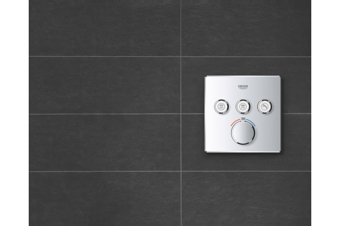 Внешняя часть термостата для ванны и душа GROHE Grohtherm SmartControl на 3 потребителя, квадратная, хром (29126000)