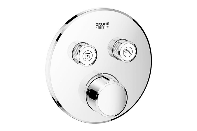 Внешняя часть смесителя для ванны и душа GROHE SmartControl круглая, на 2 потребителя, хром (29145000)