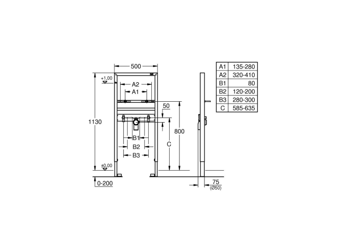 Система инсталляции для раковины GROHE Rapid SL (1,13 м) со звукоизоляцией подключений смесителя (38554001)