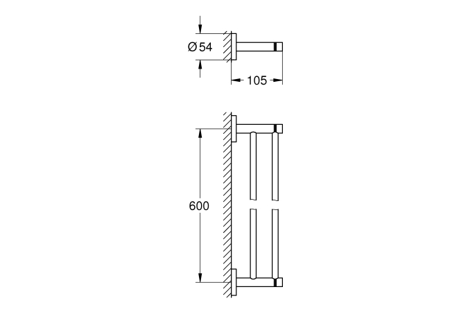 Двойной держатель для полотенца GROHE Essentials, 600 мм, суперсталь (40802DC1)
