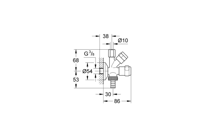 Вентиль угловой GROHE комбинированный 3/8х3/8″ для подключения смесителей, хром (41070000)