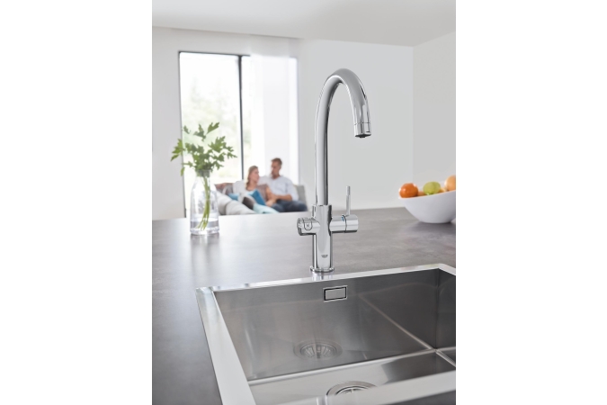 Смеситель для кухонной мойки GROHE Blue Home с системой фильтрации, охлаждения и газирования воды, хром (31455000)