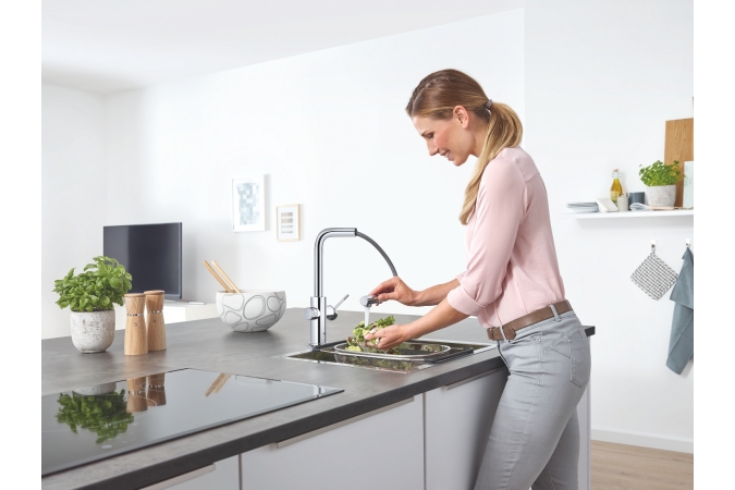 Смеситель для кухонной мойки GROHE Blue Home с системой фильтрации, охлаждения и газирования воды, Wi-Fi, хром (31539000)