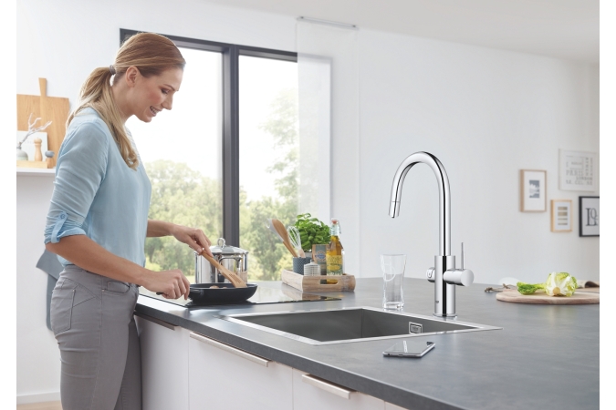 Смеситель для кухонной мойки GROHE Blue Home с системой фильтрации, охлаждения и газирования воды, Wi-Fi, хром (31541000)